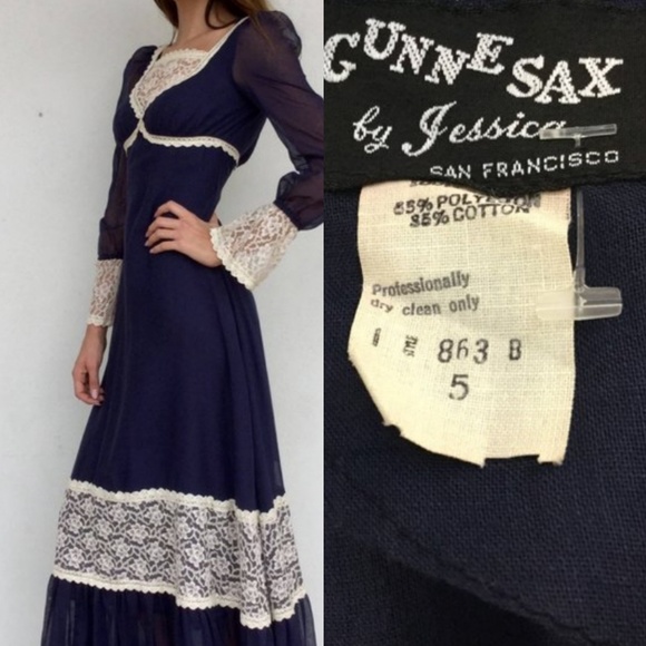 SOLD Vintage Gunne Sax Black label Dress - Picture 7 of 7